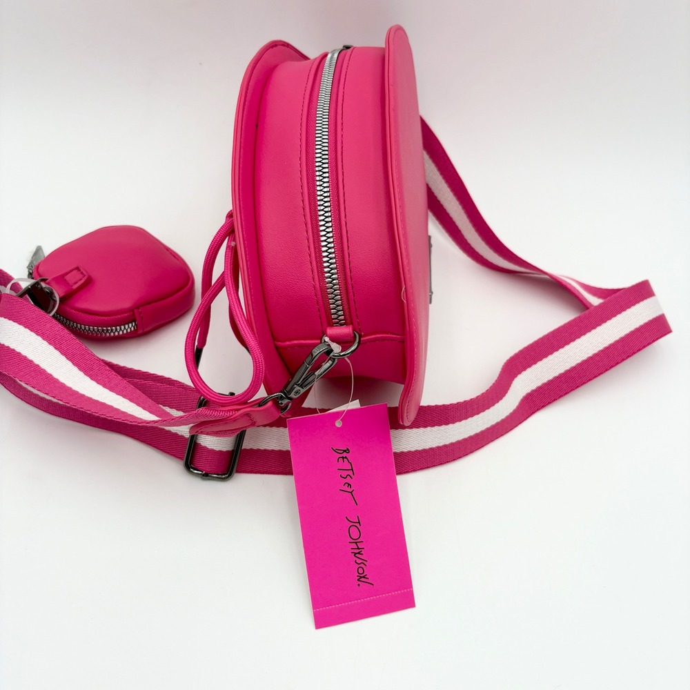 Betsey Johnson Pink Rhinestone Football Crossbody Bag Purse with Coin‎ Pouch - Picture 5 of 9